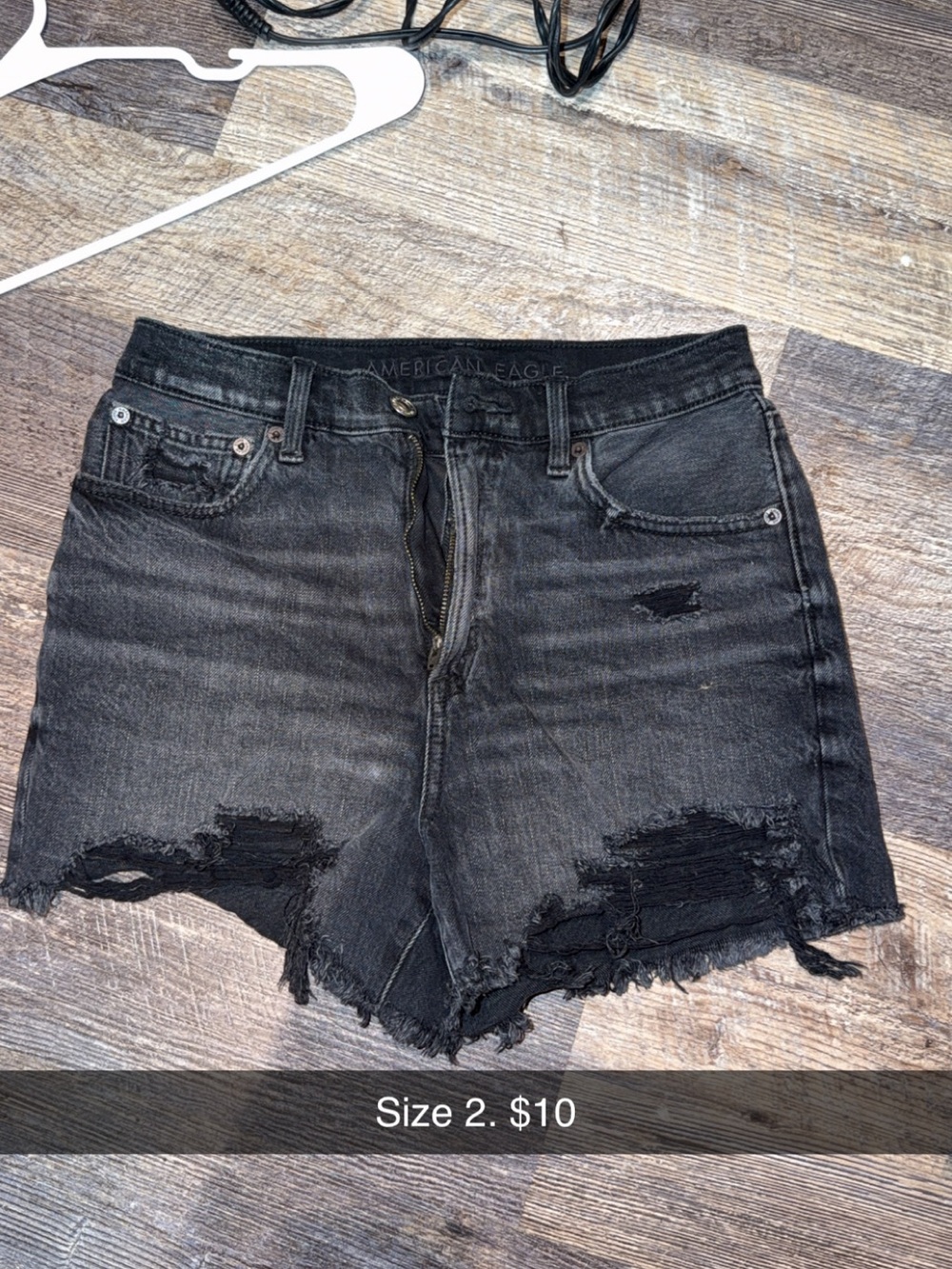 American Eagle Outfitters Black Distressed Denim Cutoff Shorts